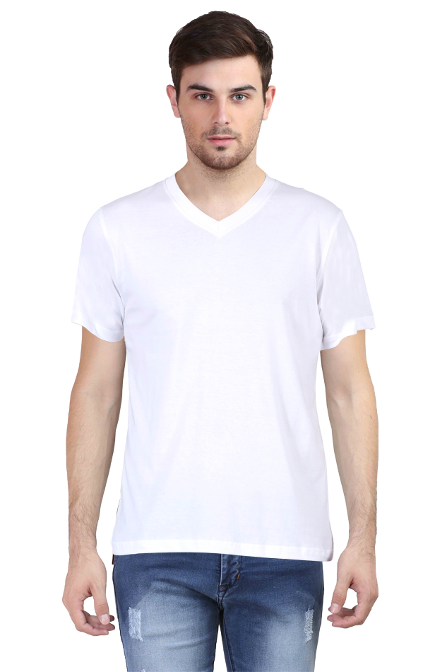 White V-Neck Men's T-Shirt