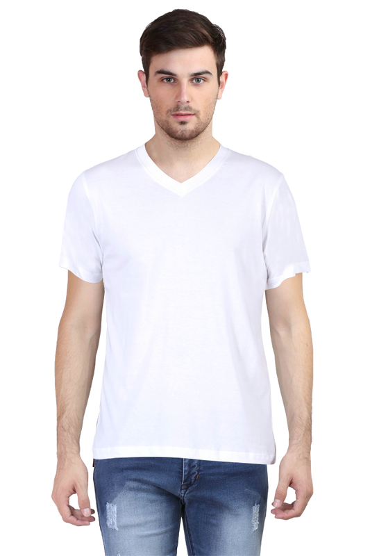 White V-Neck Men's T-Shirt