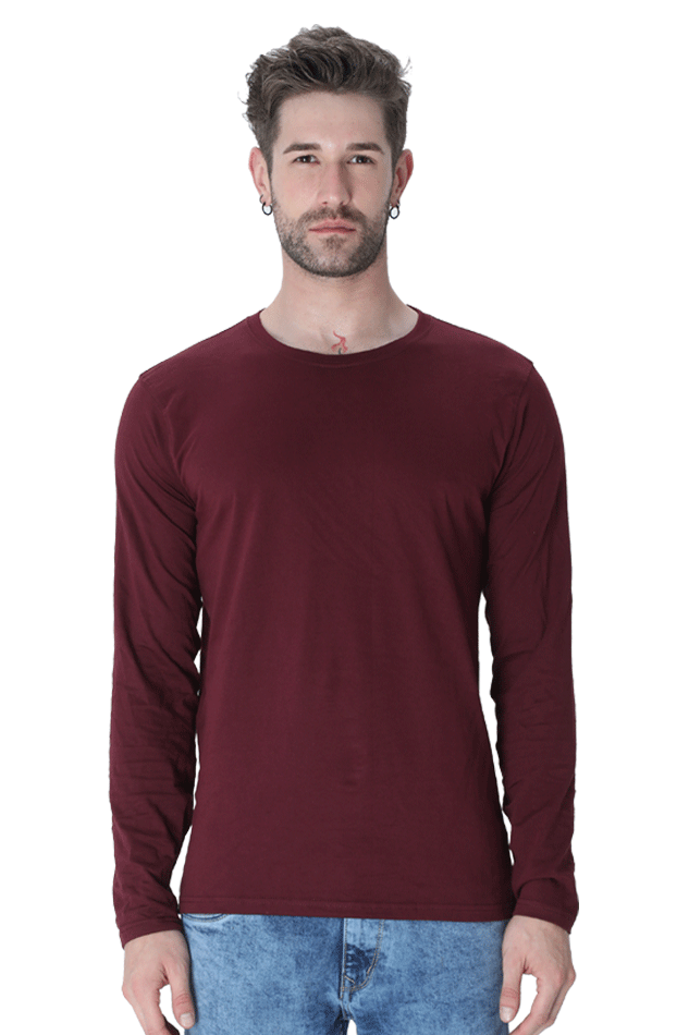 Maroon Full Sleeves Men's T-Shirt