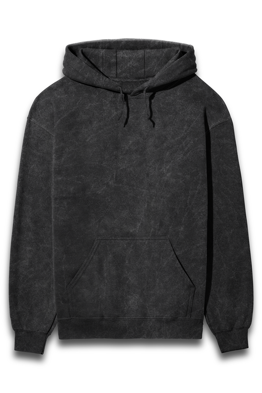 Premium Cotton Acid Wash Black Hoodie