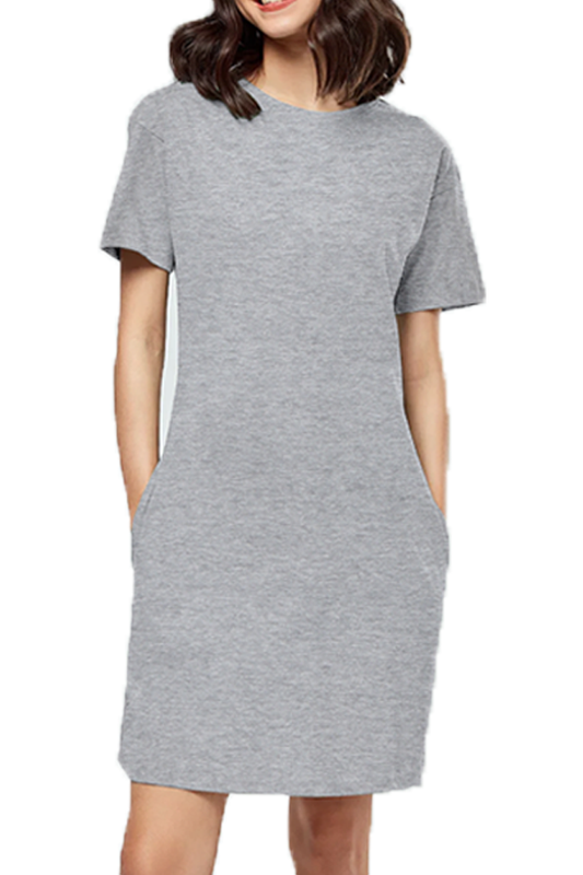 Grey Melange Tshirt Dress